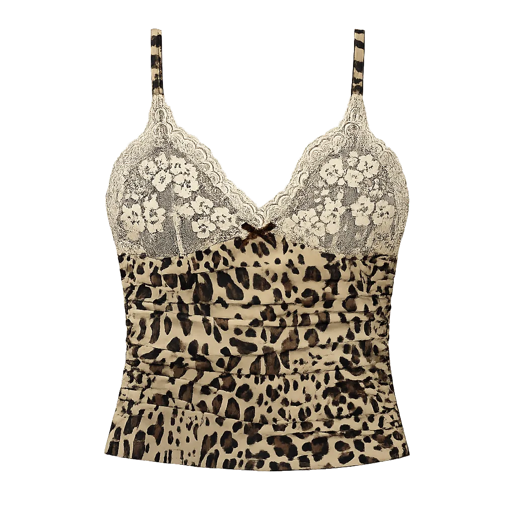 Blusa Animal Print com Renda Floral