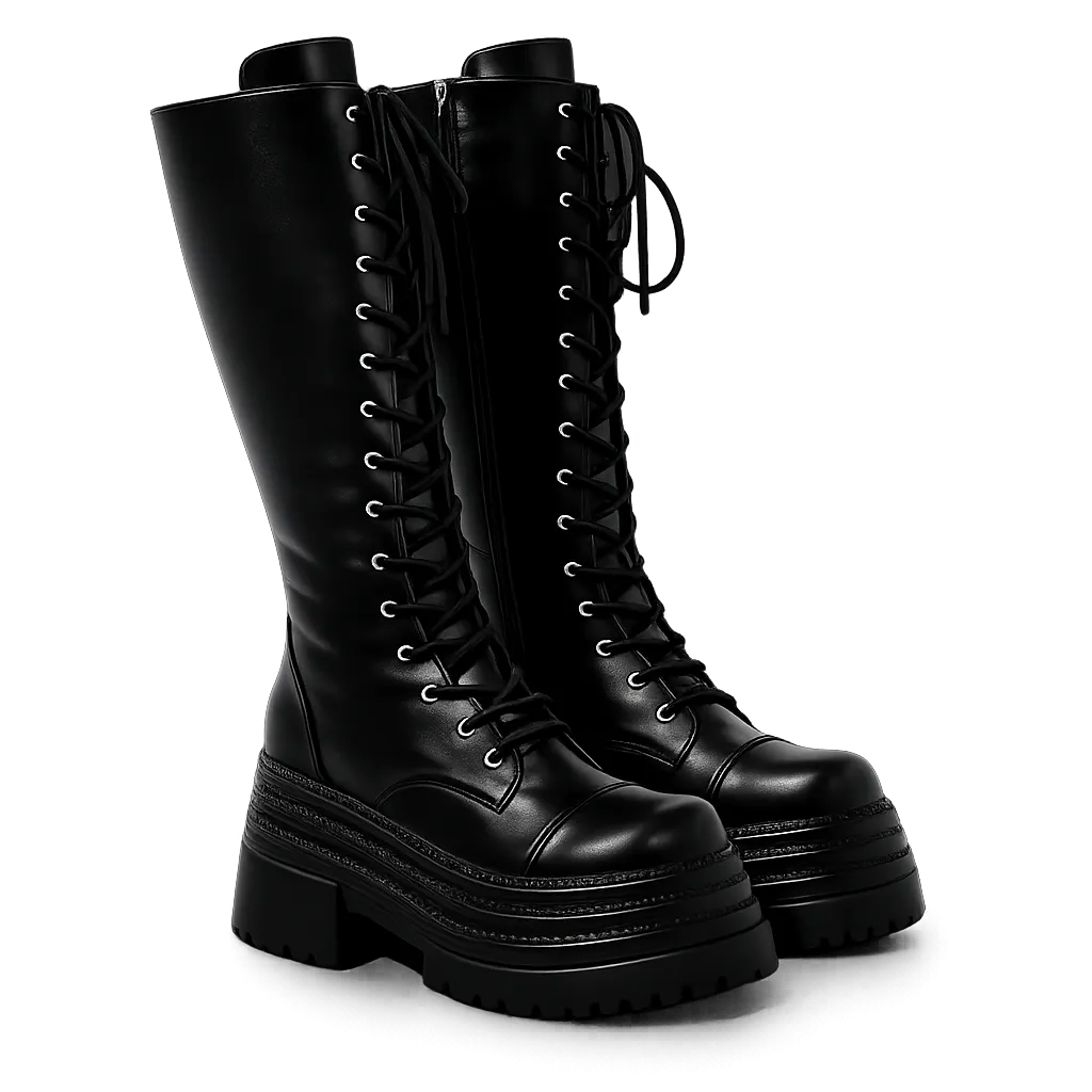 Bota Plataforma Combat Lace-Up