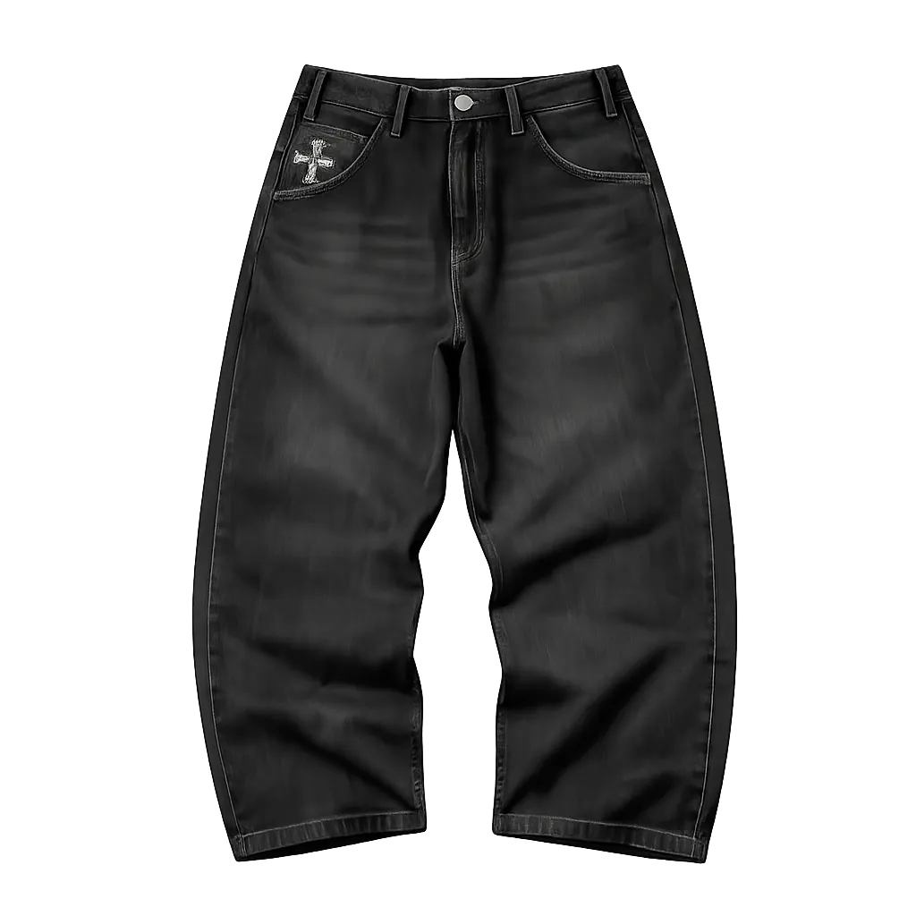 Calça Wide Leg Gothic Cross Y2K 🖤✝️
